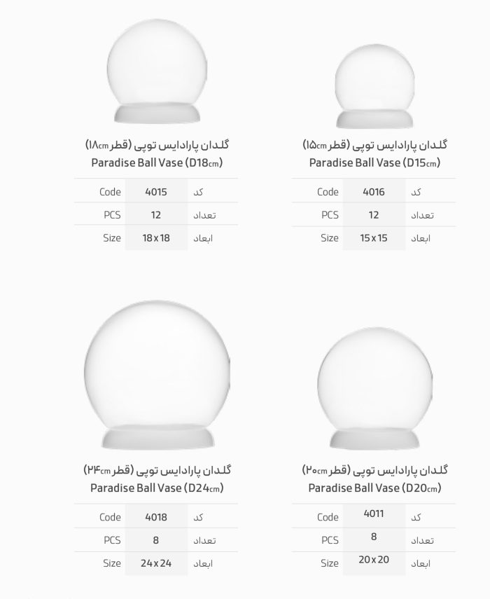 گلدان پارادایس توپی در 4 سایز