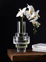 گلدان شیشه ای فلغ مناشب گلهای طبیعی و مصنوعی